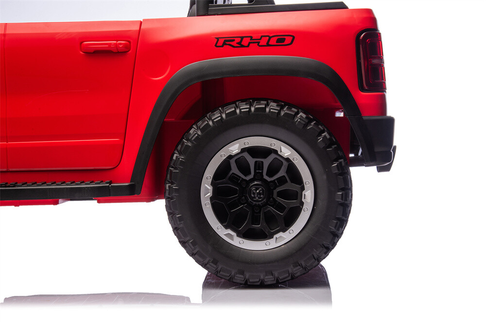 24V 10A RAM Kids Ride on Toy for Big Kids, 4WD 2 Seater Ride On Electric Vehilces with 4 Motors, Remote Control, 3-points Safety Belts,  Bluetooth, Pickup truck tailgate, Power Vehicles Wheels for Boys and Girls