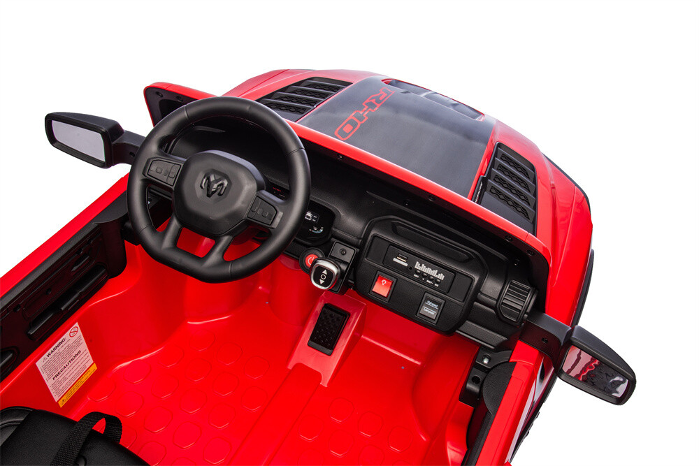24V 10A RAM Kids Ride on Toy for Big Kids, 4WD 2 Seater Ride On Electric Vehilces with 4 Motors, Remote Control, 3-points Safety Belts,  Bluetooth, Pickup truck tailgate, Power Vehicles Wheels for Boys and Girls