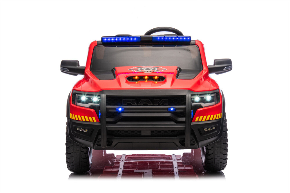 24V Fire Truck Ride on Toys Licensed RAM Fire Engine 4X4 Giant Firetrucks Firefighter Fireman Ride On Car with Remote Control, Siren-Call,Walkie-Talkies, Bluetooth,Openable Trunk for Toddlers