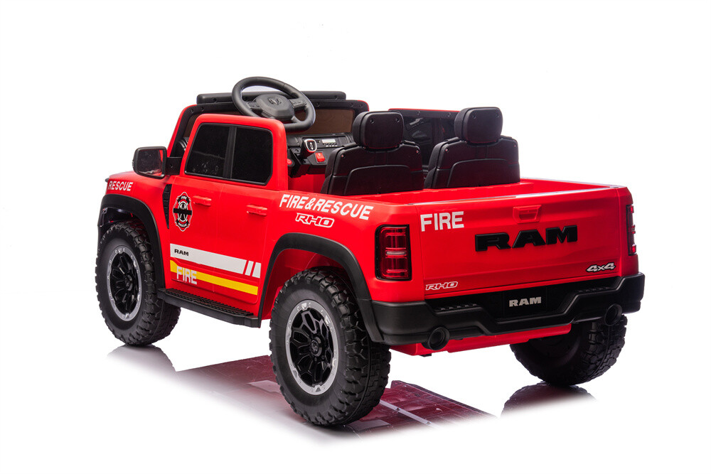 24V Fire Truck Ride on Toys Licensed RAM Fire Engine 4X4 Giant Firetrucks Firefighter Fireman Ride On Car with Remote Control, Siren-Call,Walkie-Talkies, Bluetooth,Openable Trunk for Toddlers