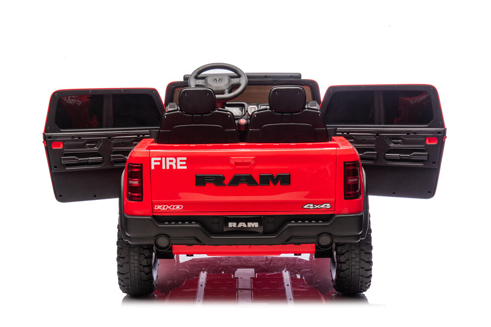 24V Fire Truck Ride on Toys Licensed RAM Fire Engine 4X4 Giant Firetrucks Firefighter Fireman Ride On Car with Remote Control, Siren-Call,Walkie-Talkies, Bluetooth,Openable Trunk for Toddlers