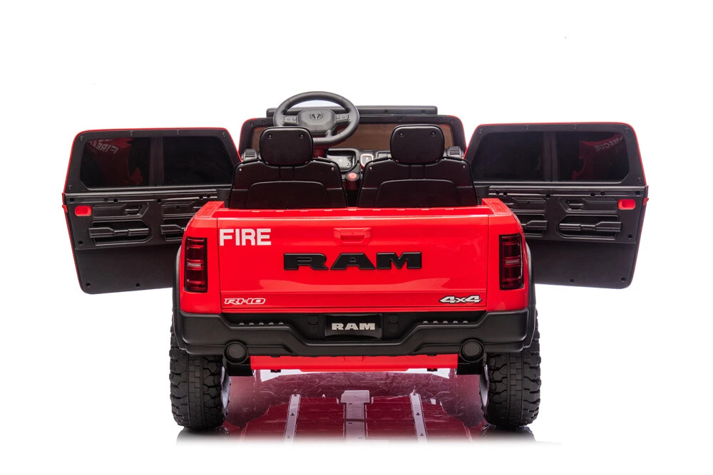 24V Fire Truck Ride on Toys Licensed RAM Fire Engine 4X4 Giant Firetrucks Firefighter Fireman Ride On Car with Remote Control, Siren-Call,Walkie-Talkies, Bluetooth,Openable Trunk for Toddlers 6