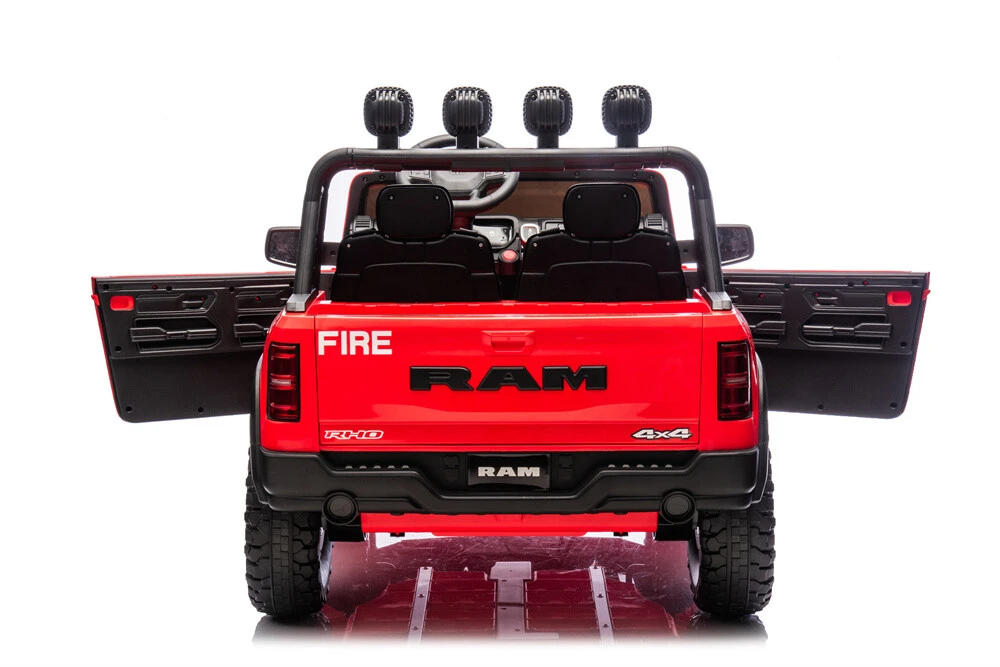 4X4 RAM Licensed Large Ride on Fire Truck Toys for Boys Girls with Two seat, Openable Truck, Realistic Sirens & light, Spotlights and Frame,Microphone,Bluetooth,Big Firetruck Engine for Toddlers 3+, Christmas Birthday Gift 3