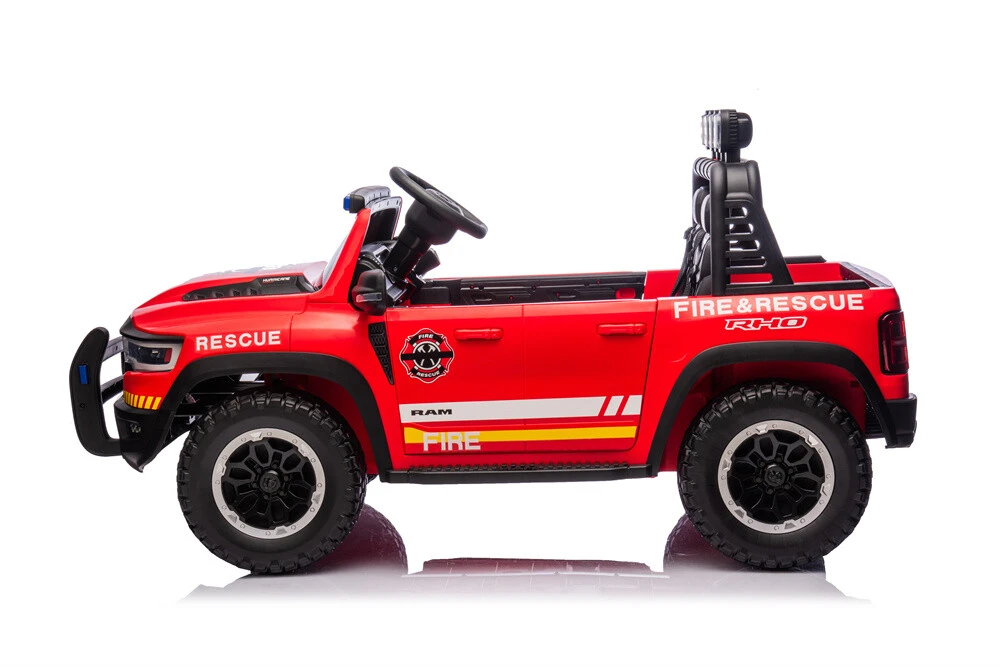 4X4 RAM Licensed Large Ride on Fire Truck Toys for Boys Girls with Two seat, Openable Truck, Realistic Sirens & light, Spotlights and Frame,Microphone,Bluetooth,Big Firetruck Engine for Toddlers 3+, Christmas Birthday Gift 6