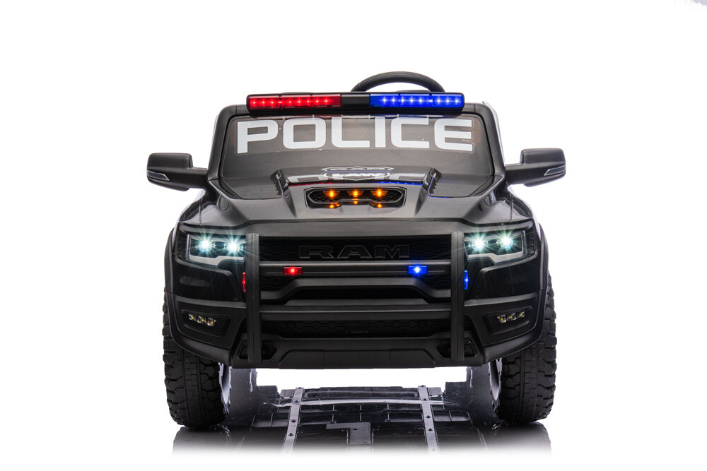RAM Licensed Police Car 4X4 Ride on Electric Car for Kids,24V Battery Powered Ride-on Toys Cop Cars with Remote Control, Siren with Flashing Lights, Music, Spring Suspension,Bumper Guard,Openable Trunk