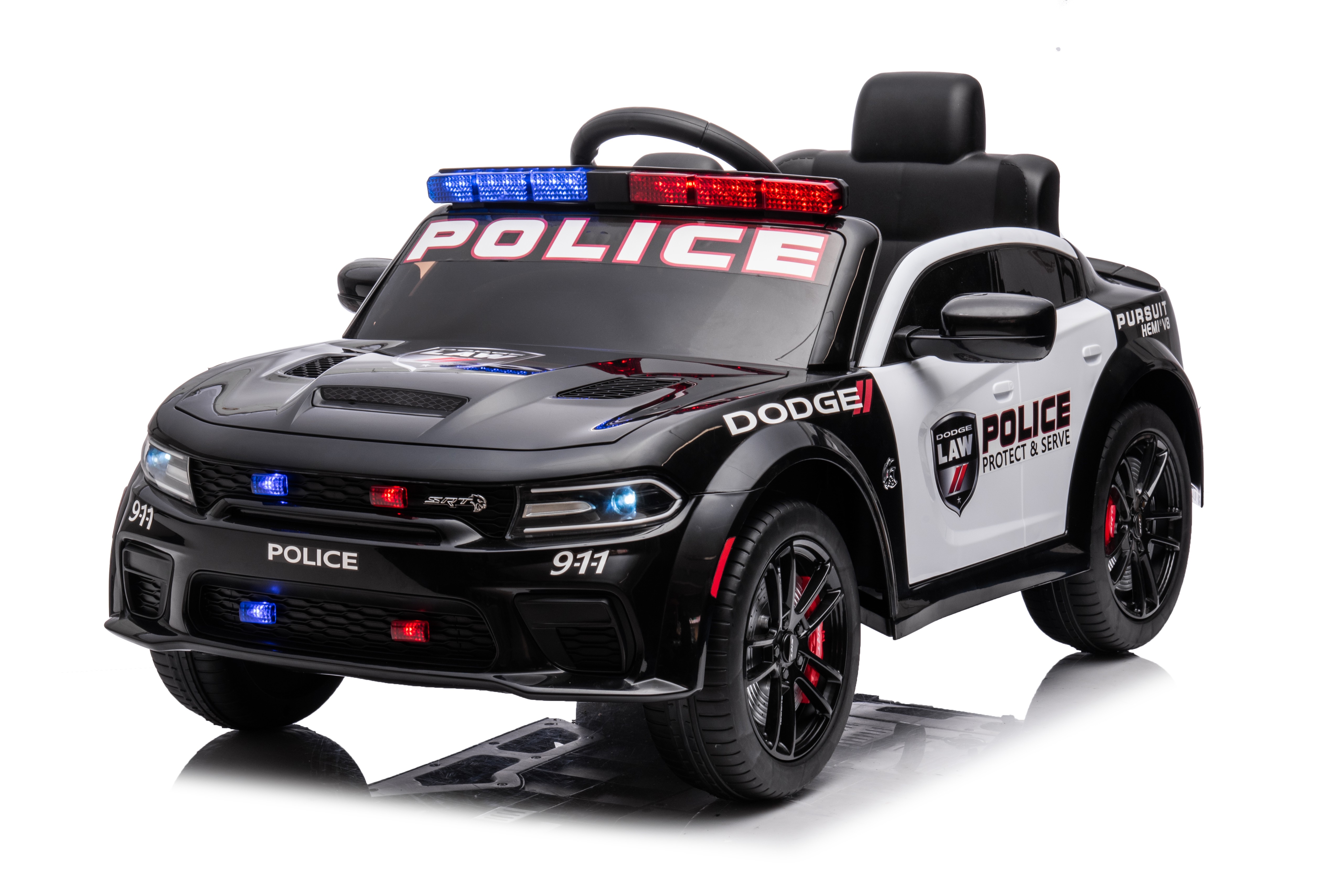 Dodge Police Car Ride on 12V Electric Car for Kids Battery Powered Ride-on Toys Cop Cars with Remote Control Siren