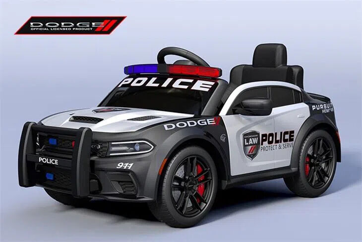 Dodge Police Car Ride on 12V Electric Car for Kids Battery Powered Ride-on Toys Cop Cars with Remote Control Siren