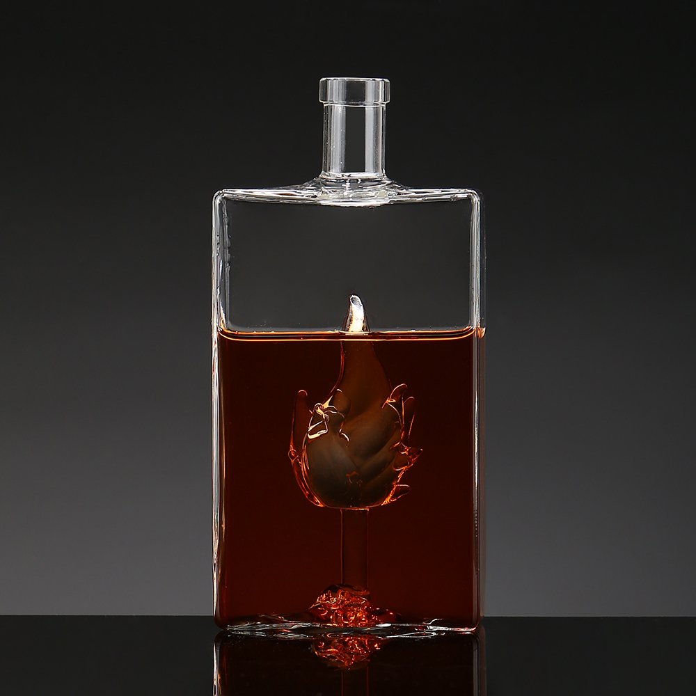 botella de vidrio de llama