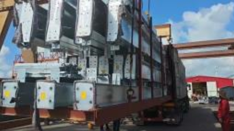 Today, a portion (6 pallets) of a steel structure warehouse project destined for a repeat customer in Mauritius was loaded into a container and shipped away. Two more shipments of the same project are scheduled for delivery later.
