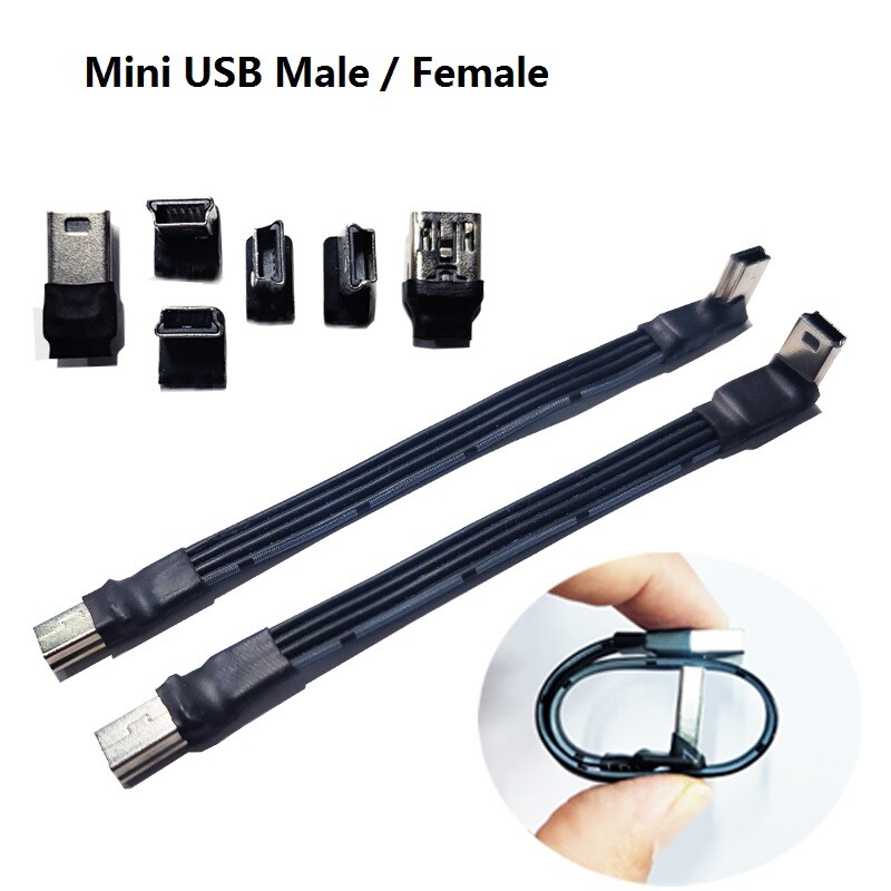 CE ROHS FCC Manufactory Flat Ribbon Mini USB Male to Angled Female Extension Cable