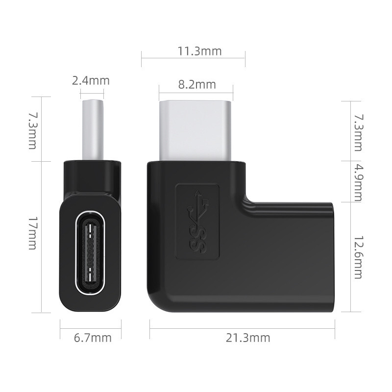 USB C Male to Female Adapter, Type C 90 Degree Angled Right  Left and Up Down Extension Connector for Laptop  Tablet  Mobile Phone
