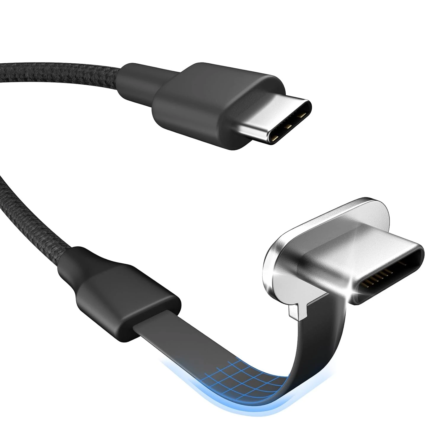 USB C Charger Cable, 2-Pack 1ft 60W Type C Charging Cable, Flat 90-Degree C-Port, High-Speed Data Transfer Compatible with Samsung S23/S22/S21, iPhone 15 Pro/Pro Max, MacBook Air/Pro, etc.