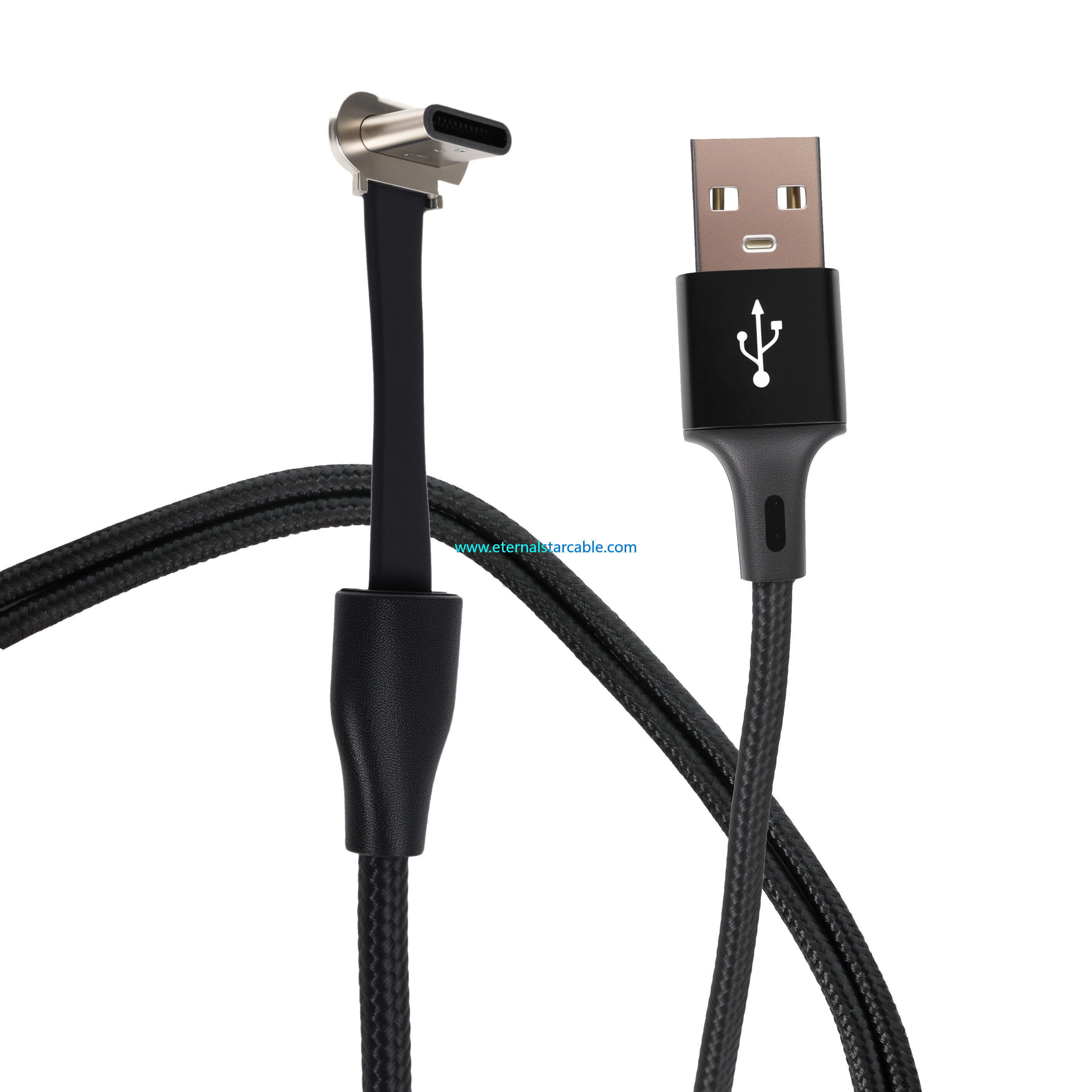 Eternalstarcable USB C Cable 3.3ft, 60W USB A to USB C Fast Charging Cable, Right Angle USB C Cord Nylon Braided for iPhone 16/15, iPad Pro, Samsung Galaxy S21/S22/S23/S24, Note 20 10, Pixel 8, Nintendo etc.