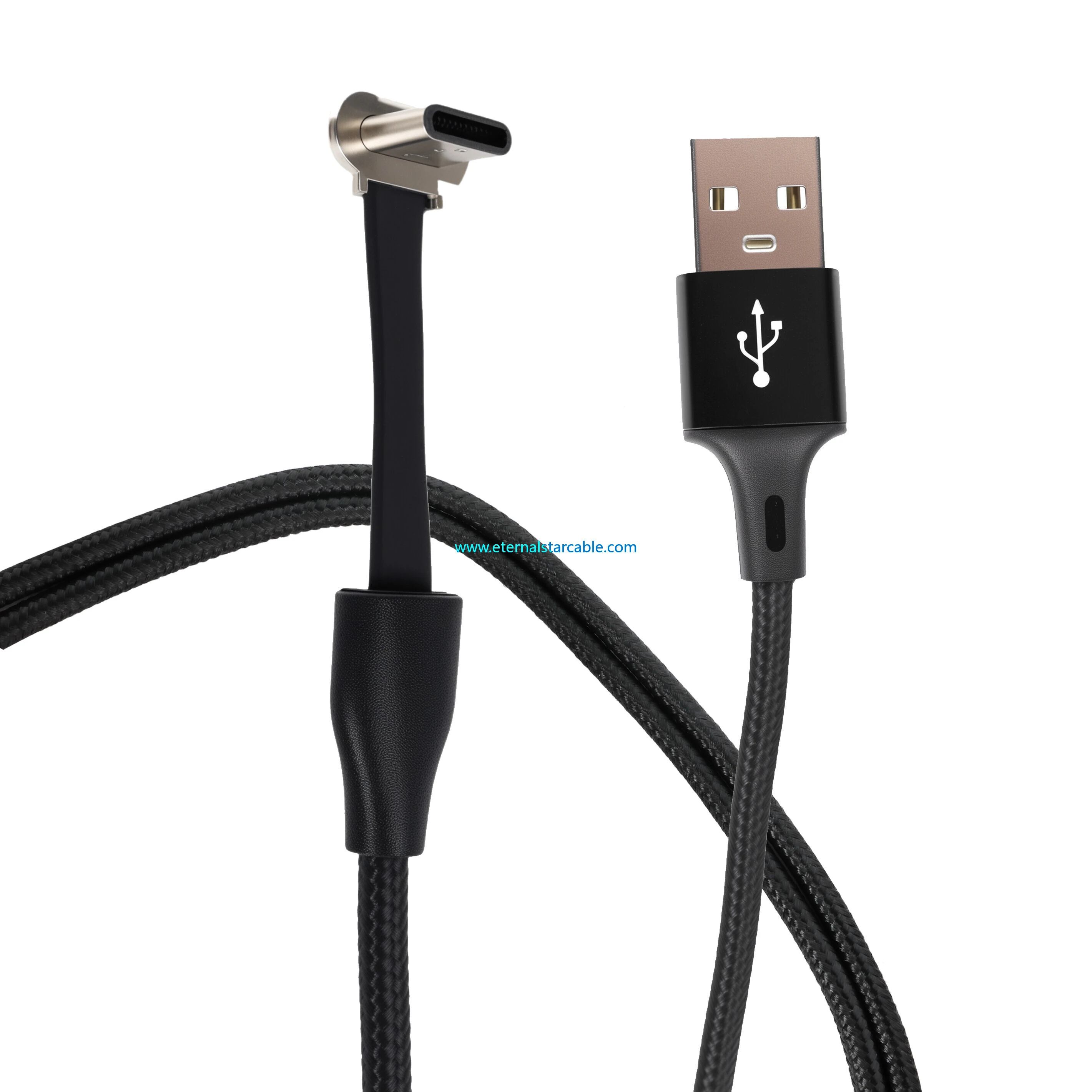 Eternalstarcable USB C Cable 3.3ft, 60W USB A to USB C Fast Charging Cable, Right Angle USB C Cord Nylon Braided for iPhone 16/15, iPad Pro, Samsung Galaxy S21/S22/S23/S24, Note 20 10, Pixel 8, Nintendo etc.