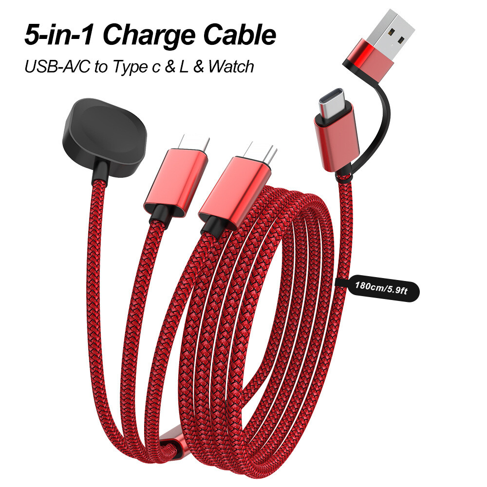 Fast Charging USB C Cable for iPhone and Apple Watch Upgraded 3 in 2 Multi Charging Cable with Block Compatible with iWatch Ultra/SE/11/10/9/8/7/6/5/4/3/2 & iPhone 17/16/15/14/13/12/11/Galaxy S23-4FT