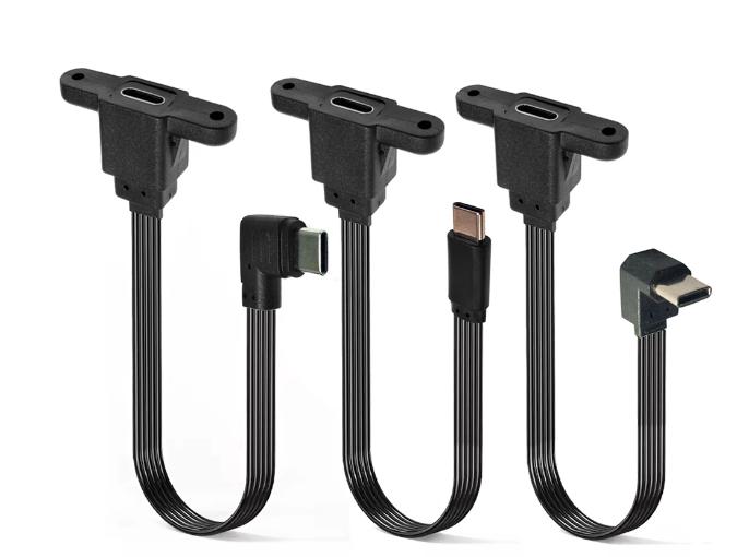 Flexible USB Type-C Extension Cable with Mounting Holes Durable Type-C Extension Cable with Screw Mounting for Easy Installation Versatile Type-C Extension Cable with Secure Screw Mounting Design