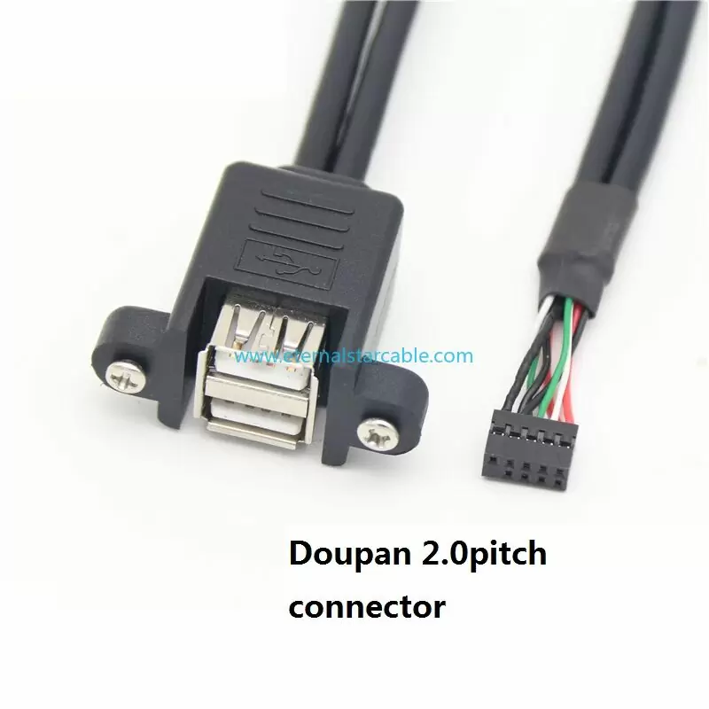 Dual USB2.0 Female Extension Cable with Ears can be Fixed Various Chassis/Cabinets/Panels USB Extender W/Screw nut for USB Panel Mount To Doupan Connector