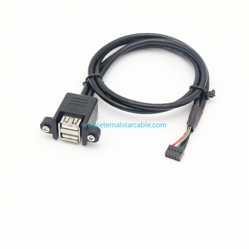 Dual USB2.0 Female Extension Cable with Ears can be Fixed Various Chassis/Cabinets/Panels USB Extender W/Screw nut for USB Panel Mount To Doupan Connector
