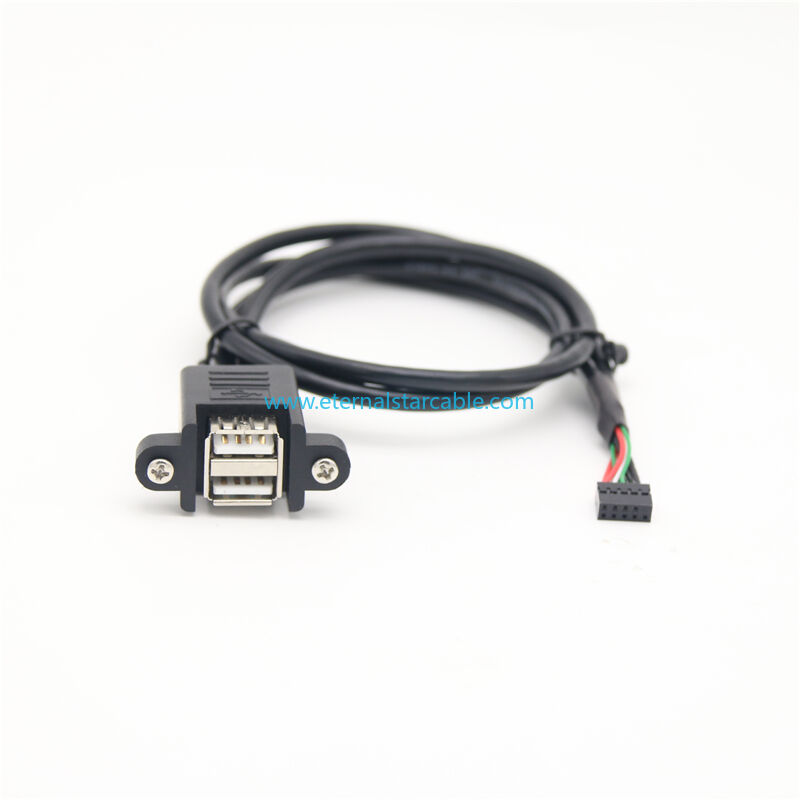 Dual USB2.0 Female Extension Cable with Ears can be Fixed Various Chassis/Cabinets/Panels USB Extender W/Screw nut for USB Panel Mount To Doupan Connector