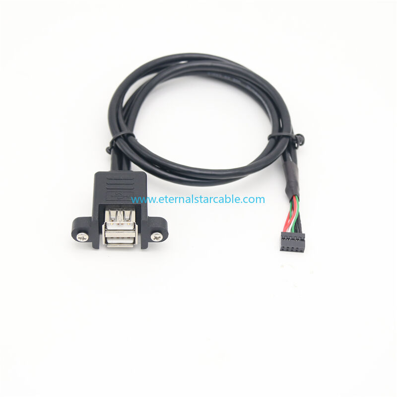 Dual USB2.0 Female Extension Cable with Ears can be Fixed Various Chassis/Cabinets/Panels USB Extender W/Screw nut for USB Panel Mount To Doupan Connector