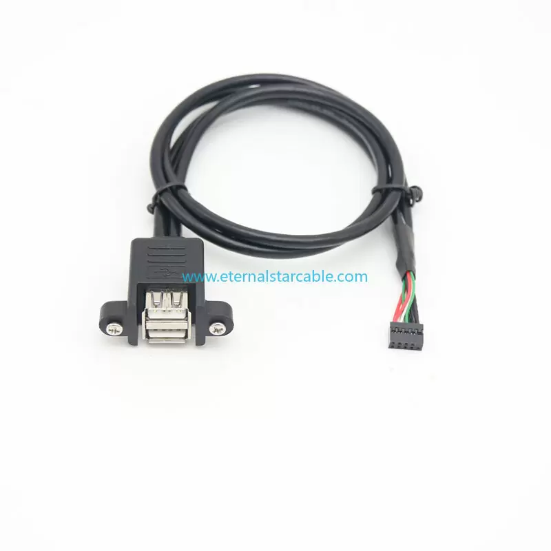 Dual USB2.0 Female Extension Cable with Ears can be Fixed Various Chassis/Cabinets/Panels USB Extender W/Screw nut for USB Panel Mount To Doupan Connector