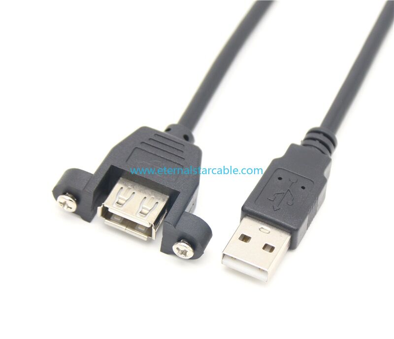 Customized PVC USB 2.0 Type A Female Panel Mount To Male in 30CM Length 1M