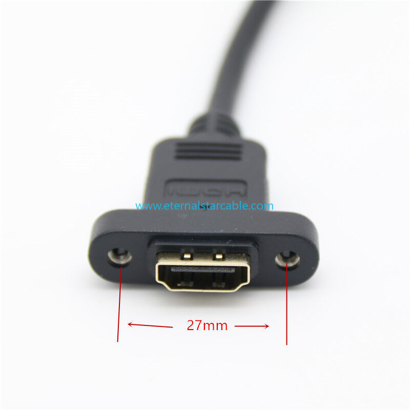 Panel Mount HDMI Extension Cable High Speed HDMI Male to Female Extension Cable with Screw Nut Support 4K Resolution for Blu Ray Player, 3D TV, Roku, Xbox360,Black