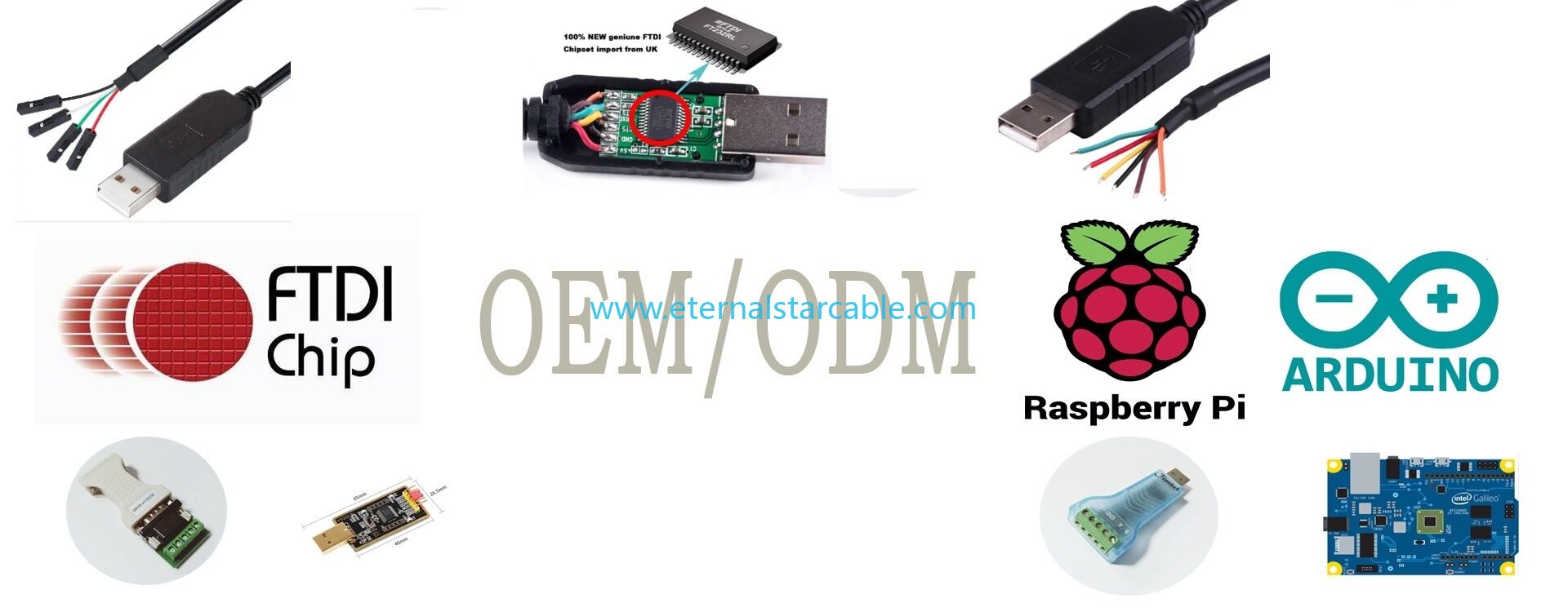 Customized OEM FTDI FT232RL PL2303 CP2102 USB to TTL Uart 5V 3.3V RS232 Serial Adapter Programming Cable 6pin Debug for Arduino RPi
