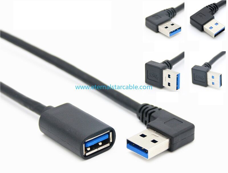 Customized At stock SuperSpeed USB 3.0 Male to Female Extension Data Cable Up and Down Angle