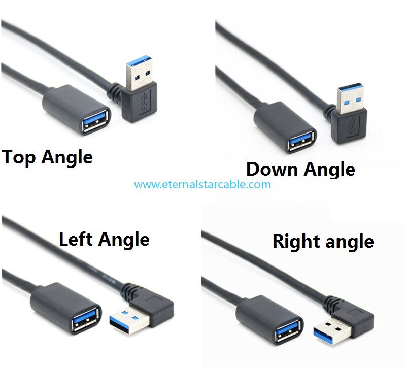 Customized At stock SuperSpeed USB 3.0 Male to Female Extension Data Cable Up and Down Angle