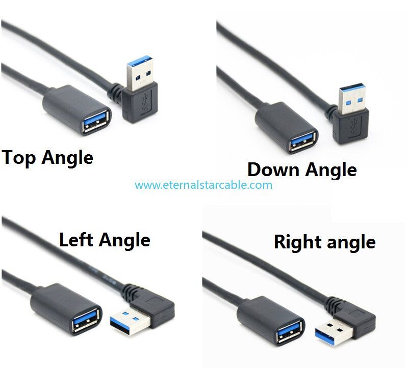 Customized At stock SuperSpeed USB 3.0 Male to Female Extension Data Cable Up and Down Angle