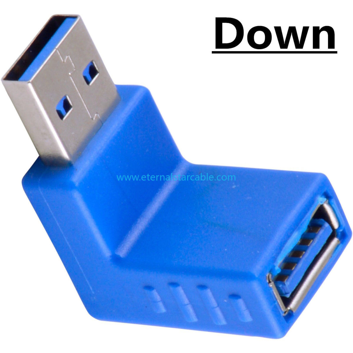 Stock Black Blue PVC USB 3.0 Adapter 90 Degree Male to Female Coupler Connector Plug Left Angle and Right Angle