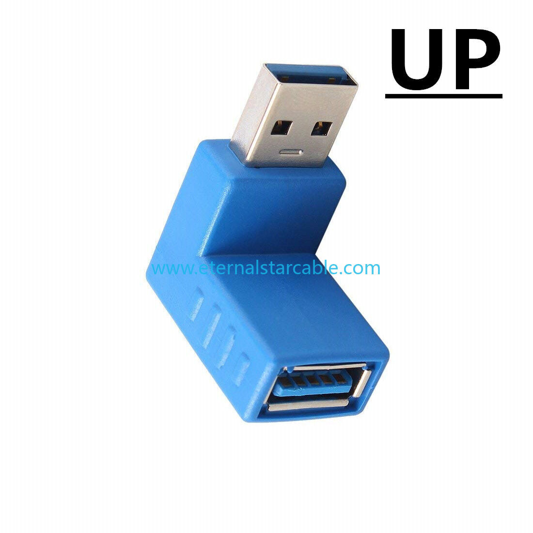 Stock Black Blue PVC USB 3.0 Adapter 90 Degree Male to Female Coupler Connector Plug Left Angle and Right Angle