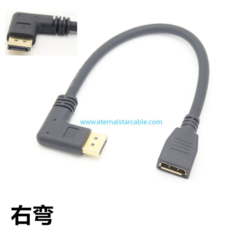 Right Angle Displayport 1.4 Cable Downward Angled Displayport Cable, 90-Degree Angled Displayport Cable