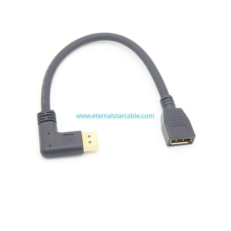 Right Angle Displayport 1.4 Cable Downward Angled Displayport Cable, 90-Degree Angled Displayport Cable