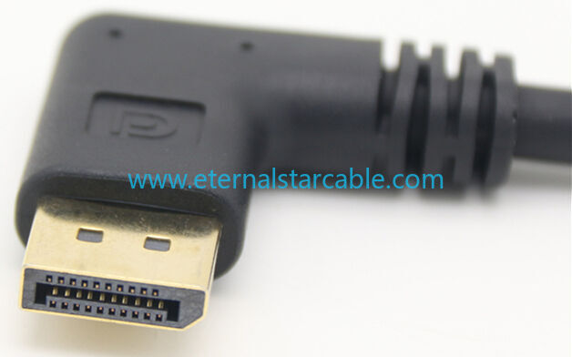 Right Angle Displayport 1.4 Cable Downward Angled Displayport Cable, 90-Degree Angled Displayport Cable