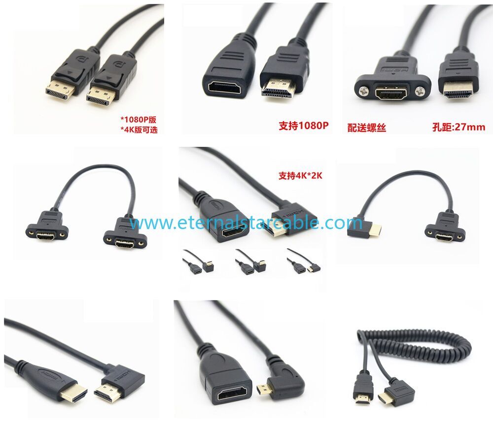 Right Angle Displayport 1.4 Cable Downward Angled Displayport Cable, 90-Degree Angled Displayport Cable