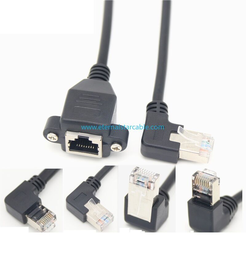 Cat5e Cat6RJ45 Male to Female LAN Ethernet Network Cat 5e Panel Mount Cable (Black)