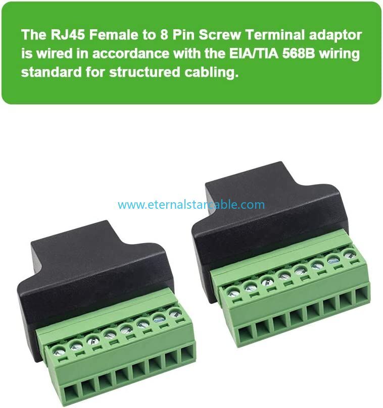 RJ45 Breakout, RJ45 Screw Terminal Adaptor Connector,  RJ45 8p8c Female Jack to 8 Pin Screw Terminal Connector for Cat7 Cat6 Cat5 Cat5e Ethernet Extender CCTV Digital DVR Network Adapter