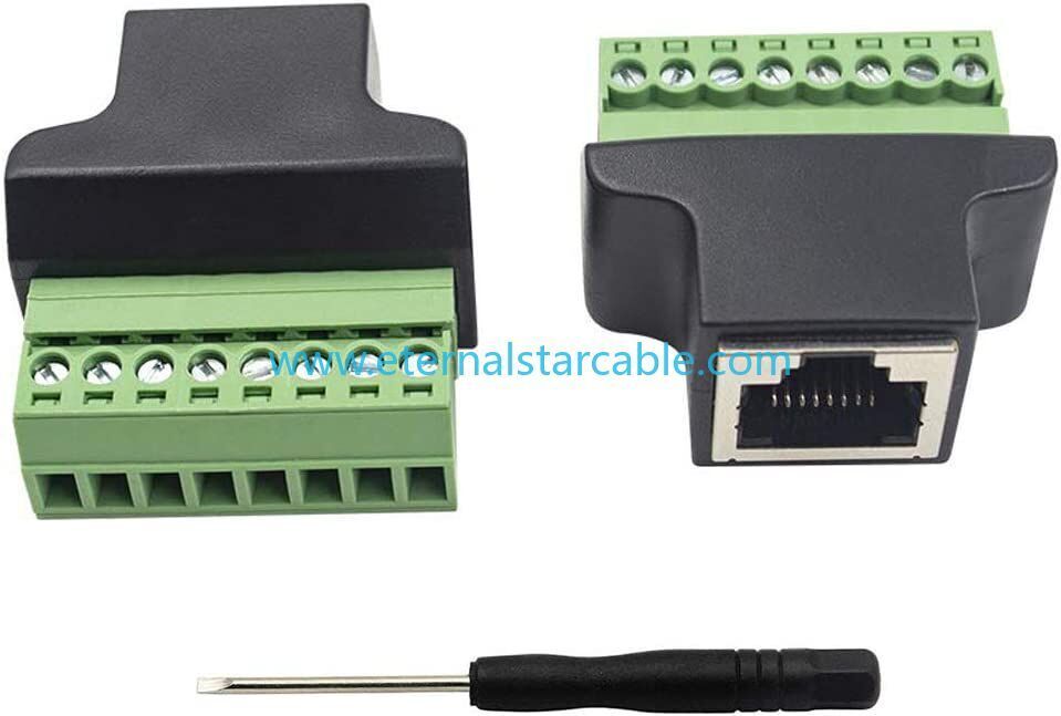 RJ45 Breakout, RJ45 Screw Terminal Adaptor Connector,  RJ45 8p8c Female Jack to 8 Pin Screw Terminal Connector for Cat7 Cat6 Cat5 Cat5e Ethernet Extender CCTV Digital DVR Network Adapter