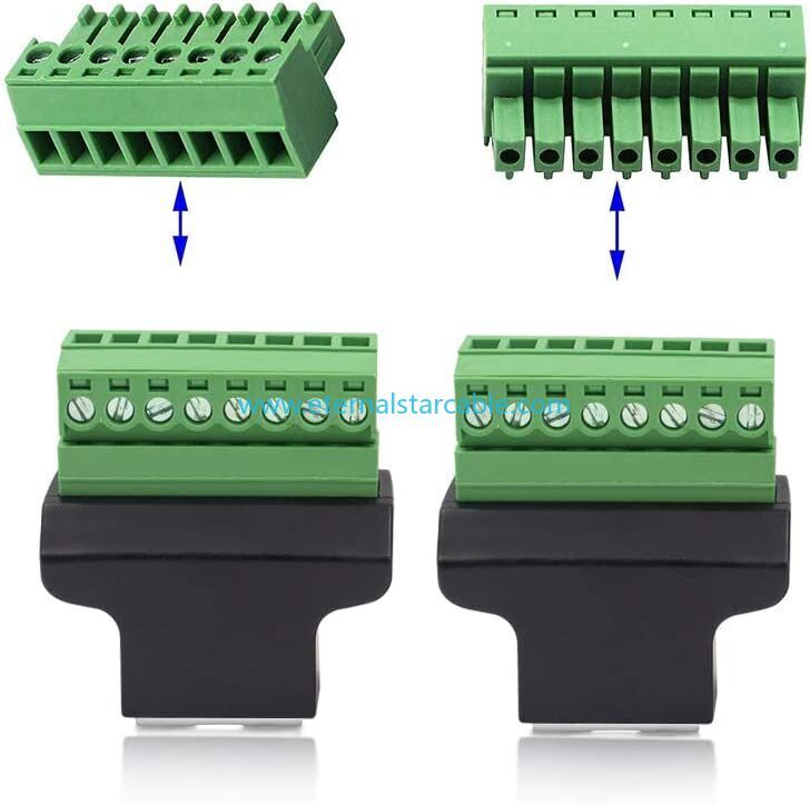 RJ45 Breakout, RJ45 Screw Terminal Adaptor Connector,  RJ45 8p8c Female Jack to 8 Pin Screw Terminal Connector for Cat7 Cat6 Cat5 Cat5e Ethernet Extender CCTV Digital DVR Network Adapter