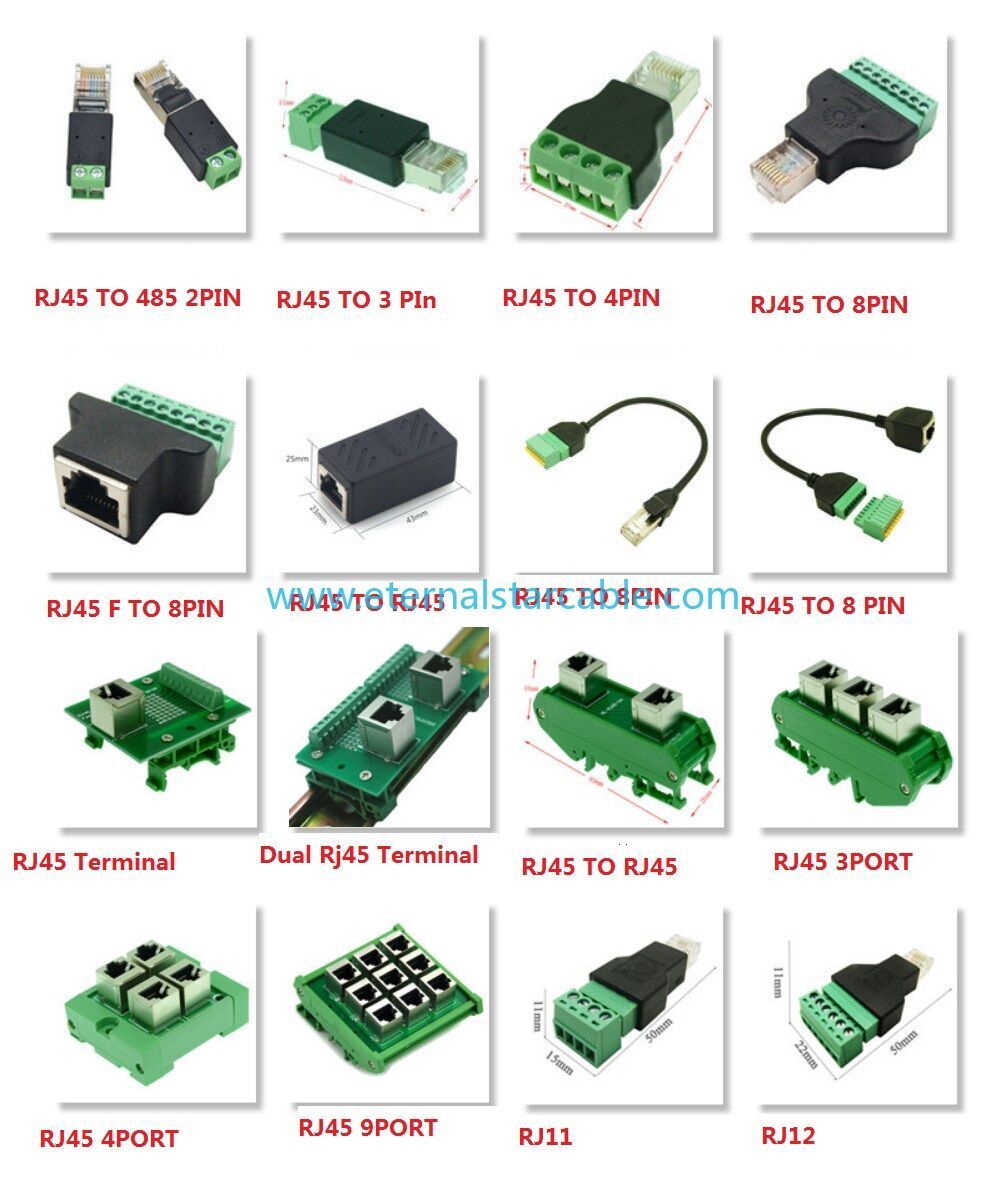 RJ45 Breakout, RJ45 Screw Terminal Adaptor Connector,  RJ45 8p8c Female Jack to 8 Pin Screw Terminal Connector for Cat7 Cat6 Cat5 Cat5e Ethernet Extender CCTV Digital DVR Network Adapter
