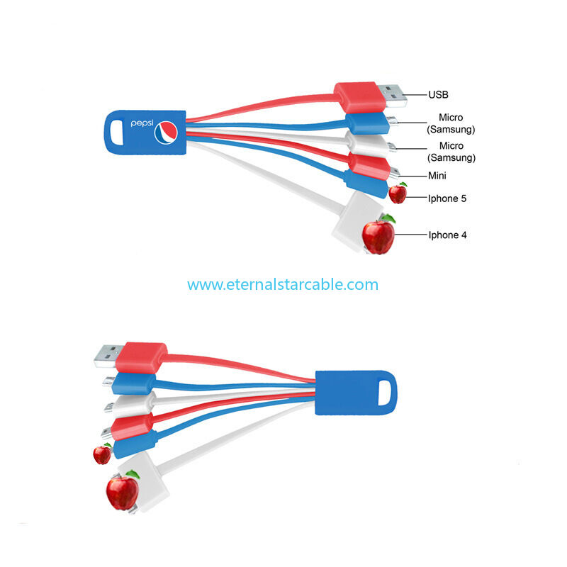 Logo Customized Iphone USB3.1 Type c Micro USB 3 in 1 4 in 1 Multi Charge Cord
