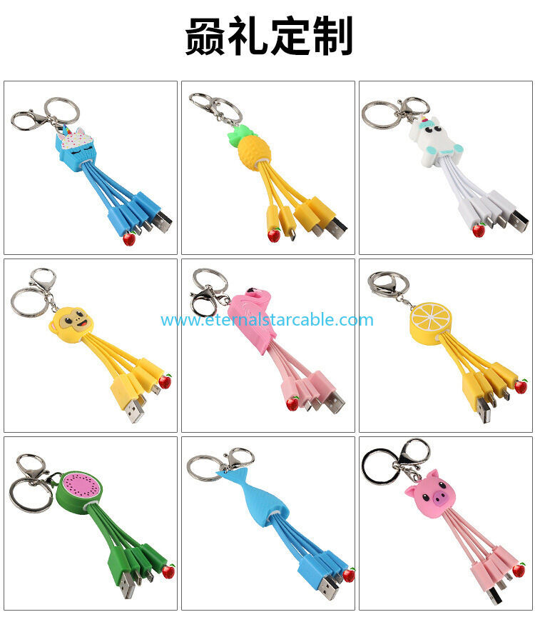 Logo Customized Iphone USB3.1 Type c Micro USB 3 in 1 4 in 1 Multi Charge Cord