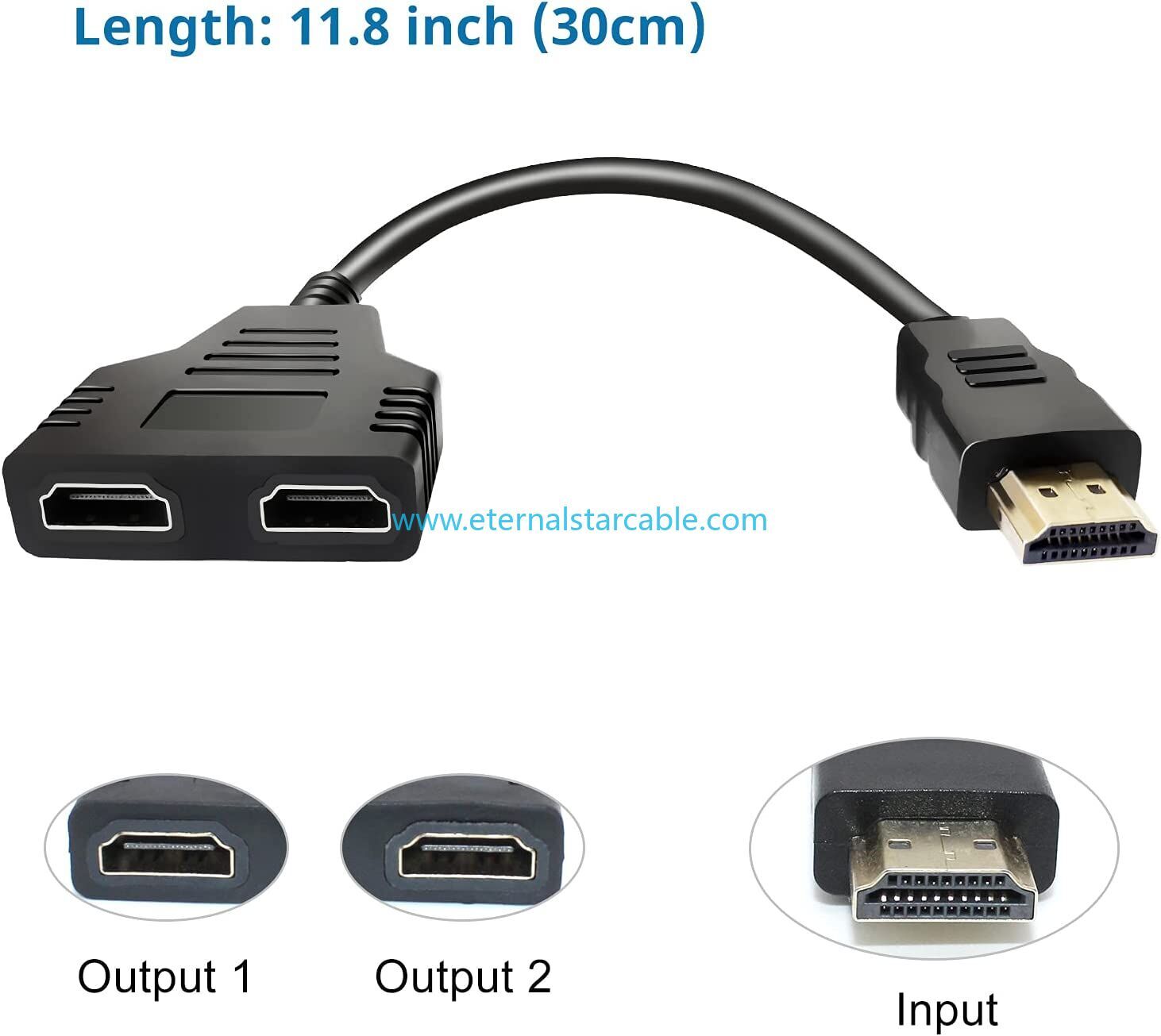 HDMI Splitter Adapter Cable - HDMI Splitter 1 in 2 Out HDMI Male to Dual HDMI Female 1 to 2 Way for HDMI HD, LED, LCD, TV, Support Two The Same TVs at The Same Time