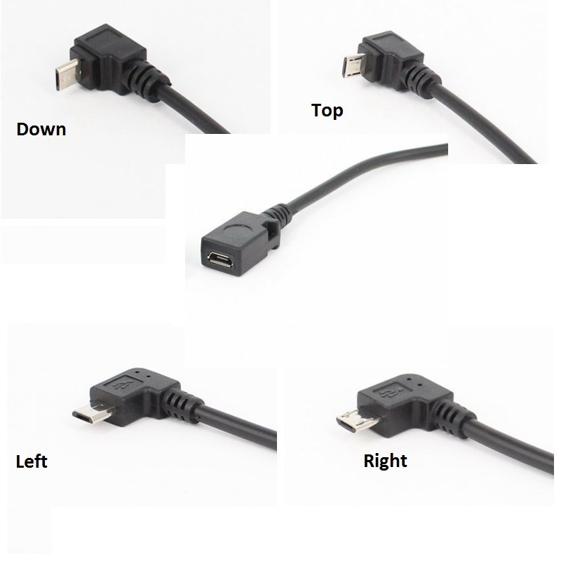 Customized 90 Degree Right Angle USB 2.0 Type A Male to Female Micro USB Cable 30CM