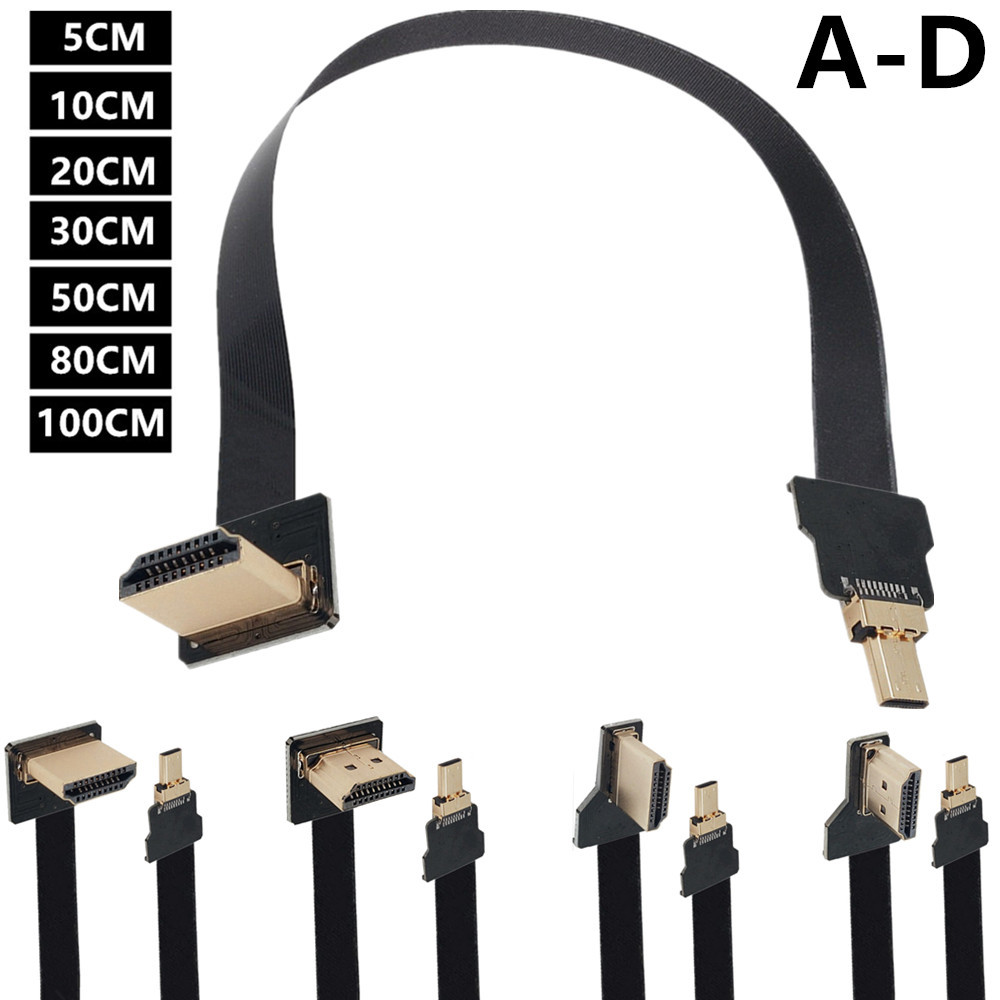 FPV Up Angled 90 Degree HDMI Male to Female FPC Flat Cable for HDTV Multicopter Aerial Photography