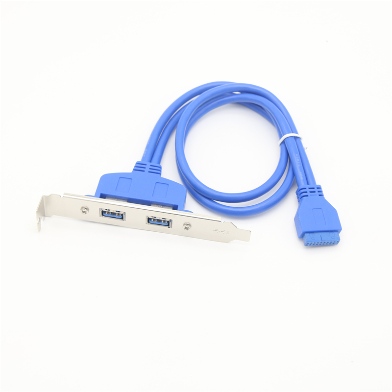 PVC Blue Black Color Dual USB 3.0 Ports Type A Female Panel Mount with Metal Locking