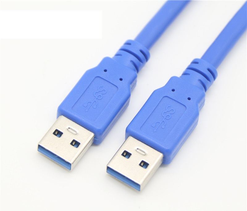 Customized PVC Black Blue Color USB 3.0 A to A Male Cable USB Male to Male Cable Cord with Gold-Plated Connector for Hard Drive Enclosures, DVD Player, Laptop Cooler
