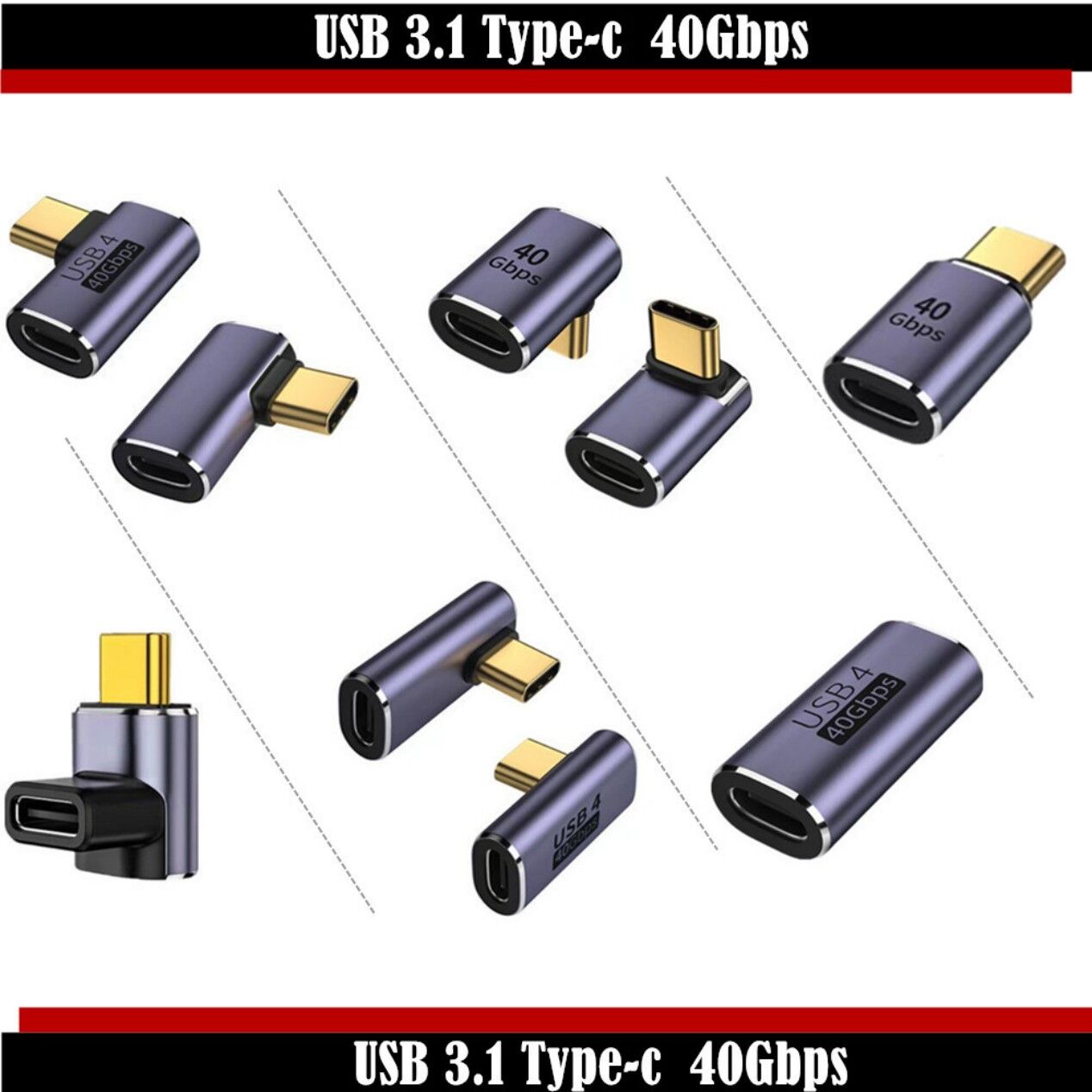 USB C Coupler Angled USB 3.1 Type C Female Adaper 40G 100W